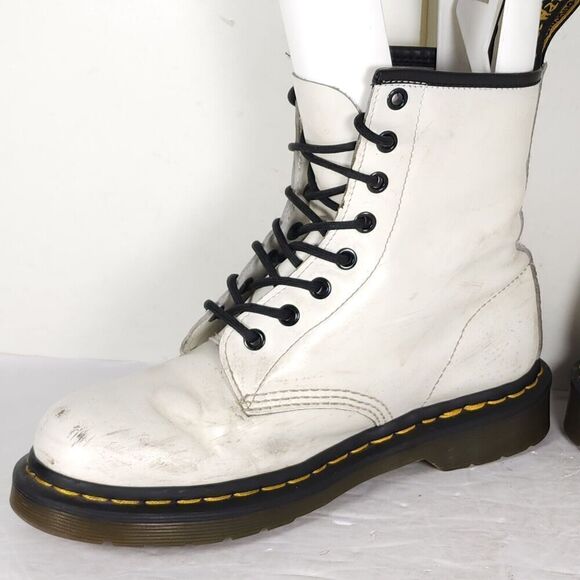 Dr. Martens Women's Pascal US7 White Leather Lace Up Ankle Combat Boots - Picture 6 of 16